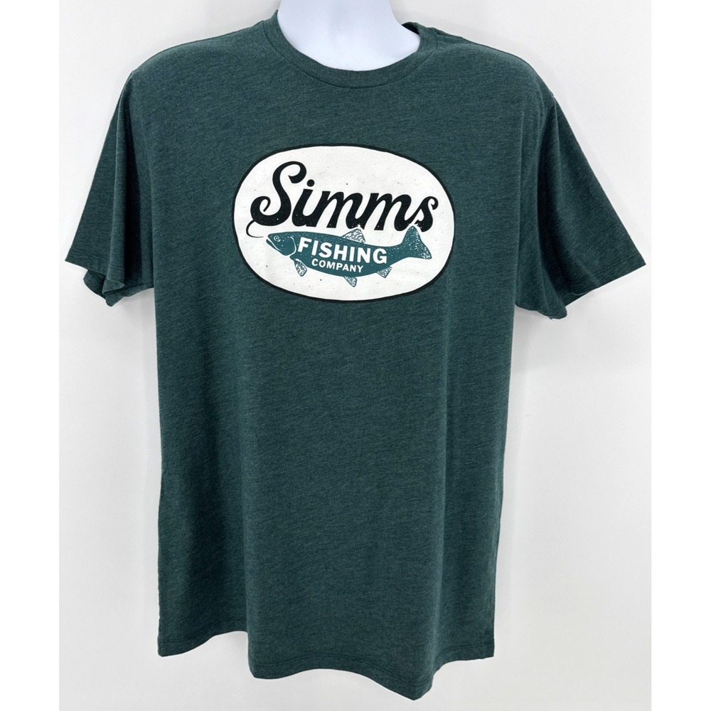 Simms Fishing Company T Shirt M Green Logo Graphic Outdoor Angler